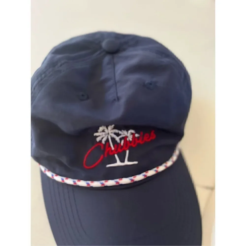 2 Chubbies Adjustable Nylon Rope Hat Blue and White Unisex Baseball Trucker - Picture 3 of 8